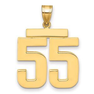 14k Yellow Gold, Athletic Collection, Large Polished Number 55 Pendant